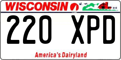 WI license plate 220XPD