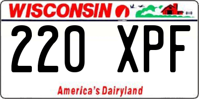 WI license plate 220XPF