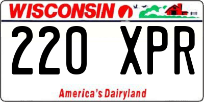 WI license plate 220XPR