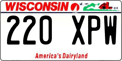 WI license plate 220XPW