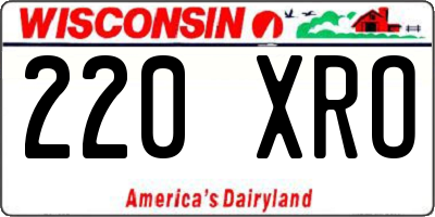 WI license plate 220XRO