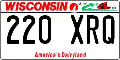 WI license plate 220XRQ