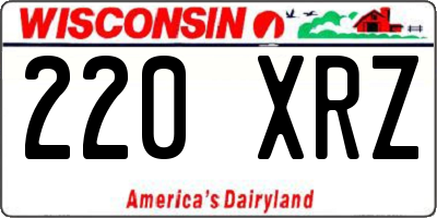 WI license plate 220XRZ