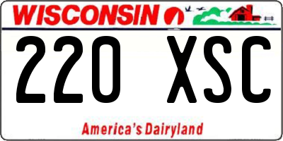 WI license plate 220XSC