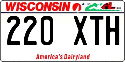 WI license plate 220XTH