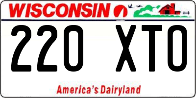 WI license plate 220XTO