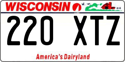 WI license plate 220XTZ