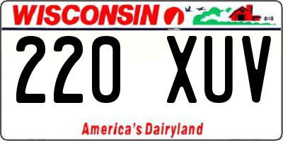 WI license plate 220XUV