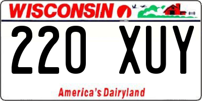 WI license plate 220XUY