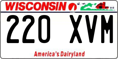 WI license plate 220XVM