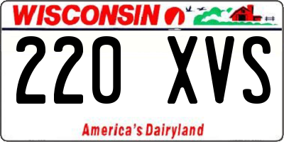 WI license plate 220XVS