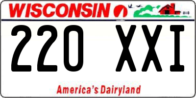 WI license plate 220XXI