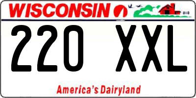 WI license plate 220XXL