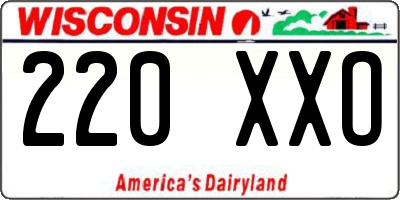 WI license plate 220XXO