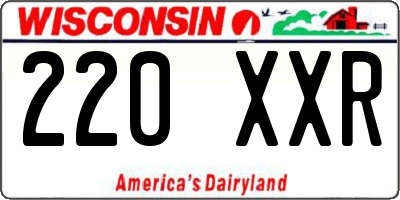 WI license plate 220XXR