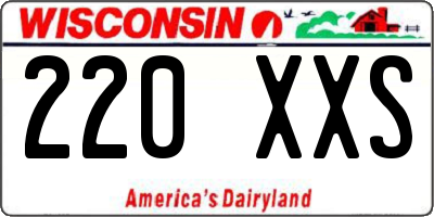 WI license plate 220XXS