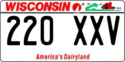 WI license plate 220XXV