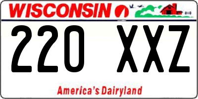 WI license plate 220XXZ