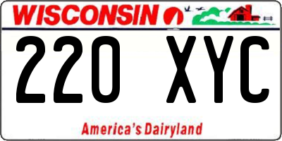 WI license plate 220XYC