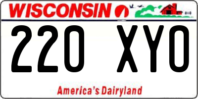 WI license plate 220XYO