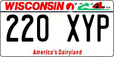 WI license plate 220XYP