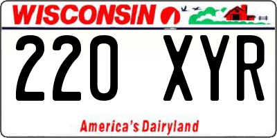 WI license plate 220XYR