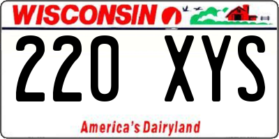 WI license plate 220XYS