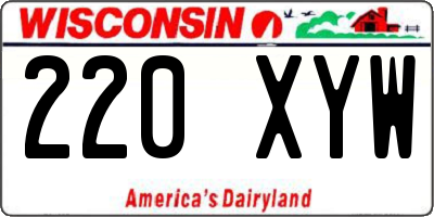 WI license plate 220XYW