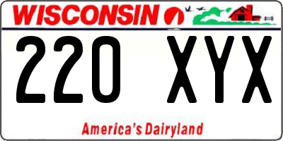 WI license plate 220XYX