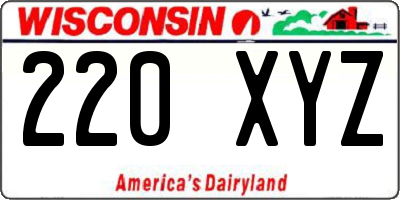 WI license plate 220XYZ
