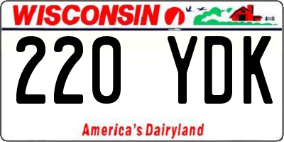 WI license plate 220YDK