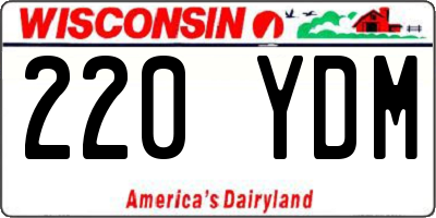 WI license plate 220YDM