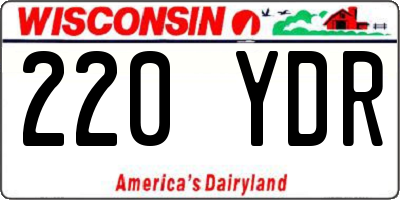 WI license plate 220YDR