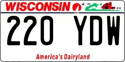 WI license plate 220YDW