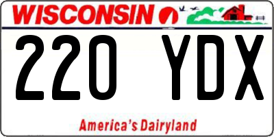 WI license plate 220YDX
