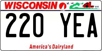 WI license plate 220YEA