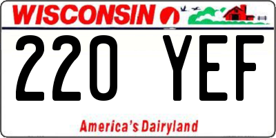 WI license plate 220YEF