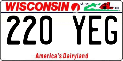 WI license plate 220YEG