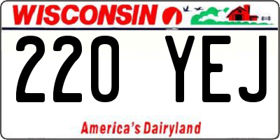 WI license plate 220YEJ