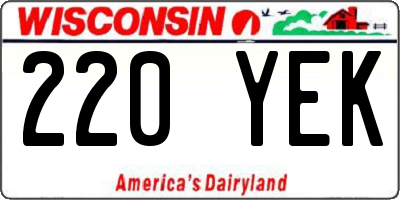 WI license plate 220YEK