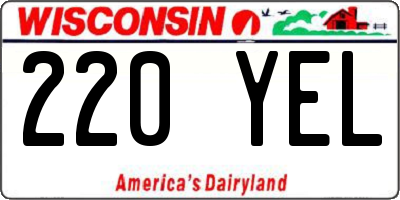 WI license plate 220YEL