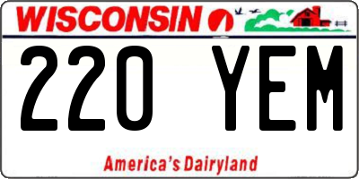 WI license plate 220YEM