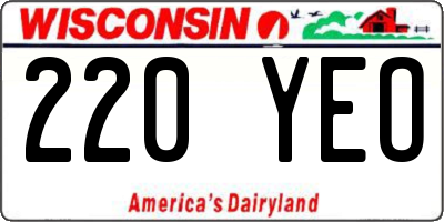 WI license plate 220YEO