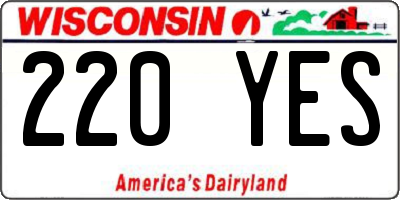 WI license plate 220YES