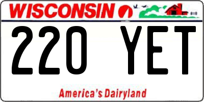 WI license plate 220YET