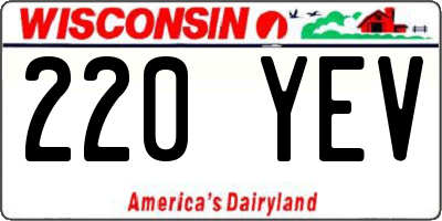 WI license plate 220YEV