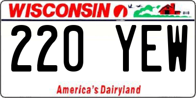 WI license plate 220YEW