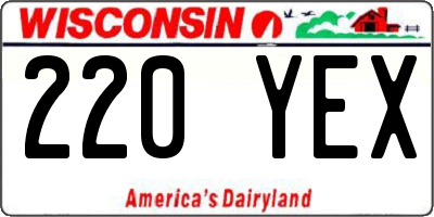 WI license plate 220YEX
