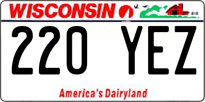 WI license plate 220YEZ