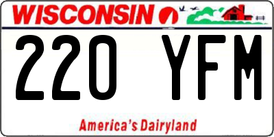 WI license plate 220YFM